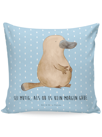 Mr. & Mrs. Panda 40 x 40 Kissen Schnabeltier Mut mit Spruch in Blau Pastell