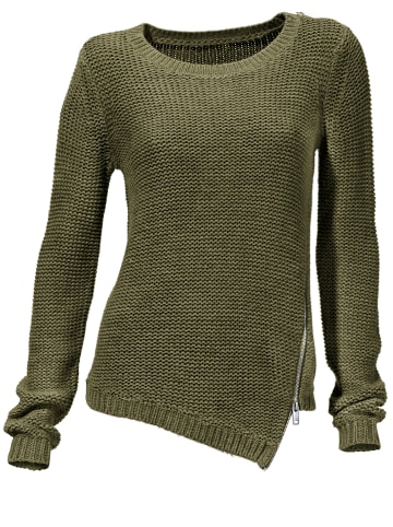 Heine Rundhals-Pullover in oliv