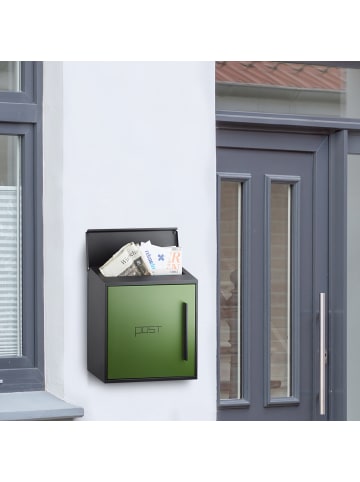 relaxdays Briefkasten in Schwarz Grün - (B)35x (H)33 x (T)12,5 cm