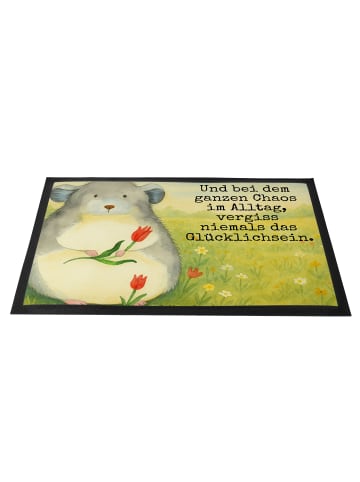 Mr. & Mrs. Panda Fußabstreifer Chinchilla Blume Design mit Spruch in Weiß