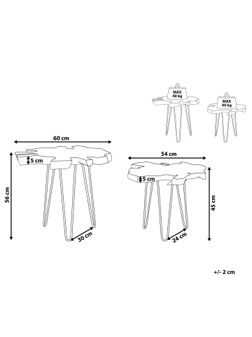 Beliani 2er-Set Couchtisch CAMROSE in Dunkler Holzfarbton/Schwarz