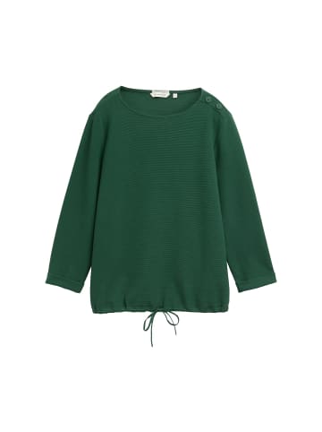 Tom Tailor Geripptes Langarmshirt mit Rundhalsausschnitt und Kordelzug in Grün-3