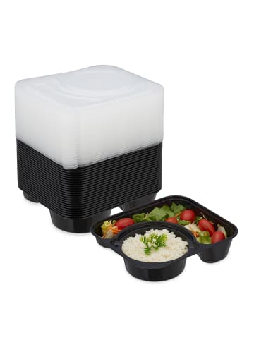 relaxdays 24 x Meal Prep Box in Schwarz/ Transparent