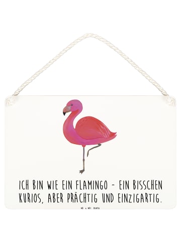 Mr. & Mrs. Panda Schild Flamingo Classic mit Spruch in Weiß