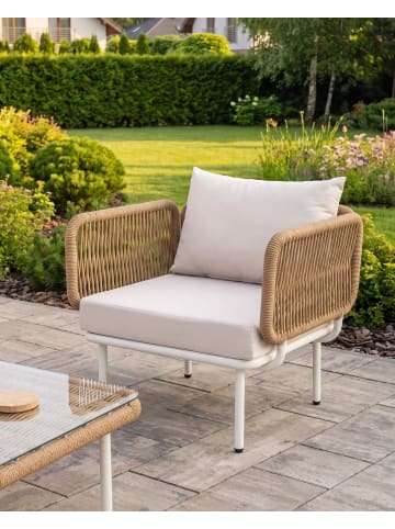 Beliani Sessel BAUCINA in Beige/Weiß/Braun - (W) 77 x (H) 75 x (L) 68 cm