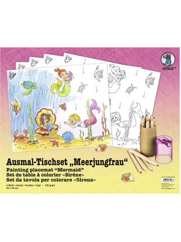 Buntpapierfabrik Ludwig Bähr Ausmal-Tischset 33x40cm Packung mit 5 Blatt Meerjungfrau
