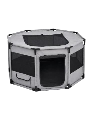 relaxdays Welpenauslauf in Grau/ Schwarz - (B)114 x (H)62 x (T)114 cm