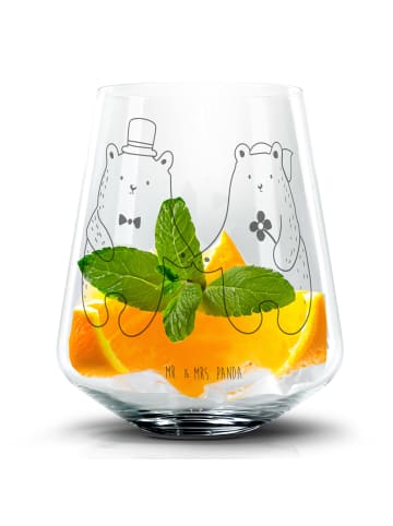 Mr. & Mrs. Panda Whiskyglas Bär Heirat ohne Spruch in Transparent