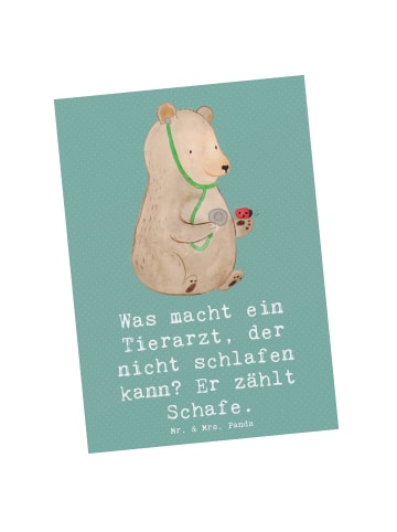 Mr. & Mrs. Panda Postkarte Tierarzt Schafzählen mit Spruch in Meeresbrise