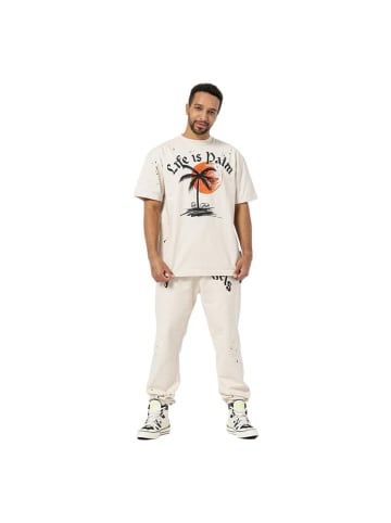 Palm Angels T Shirt Beige mit Print