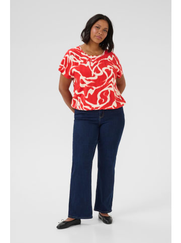 KAFFE curve Bluse kurzarm KCmaren Regular fit in True Red/Nature Graphic