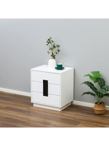 relaxdays Kommode in Weiß/ Schwarz - (B)50 x (H)56 x (T)40 cm