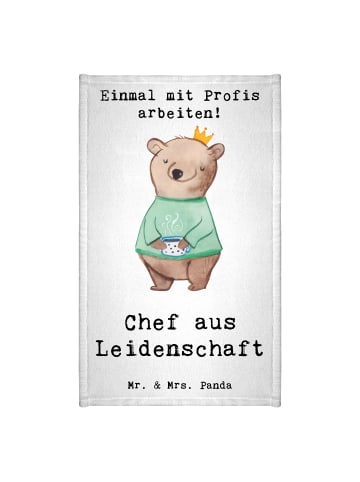 Mr. & Mrs. Panda Gästehandtuch Chef Leidenschaft mit Spruch in Weiß