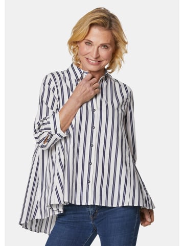 GOLDNER Schlichte Baumwoll-Bluse mit 3/4-Arm in weiß / marine / gestreift