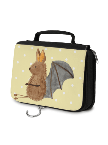 Mr. & Mrs. Panda Kosmetiktasche Fledermaus Sitzen ohne Spruch in Gelb Pastell