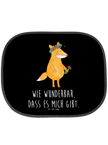 Mr. & Mrs. Panda Auto Sonnenblende Fuchs Blumen mit Spruch in Schwarz