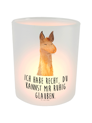 Mr. & Mrs. Panda Windlicht Lamakopf Genervt mit Spruch in Transparent