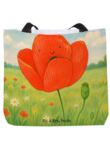 Mr. & Mrs. Panda Shopper Blume Mohnblume Design ohne Spruch in Weiß