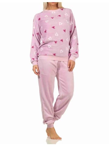 NORMANN Schlafanzug Bündchen Coralfleece - 58372 in flieder