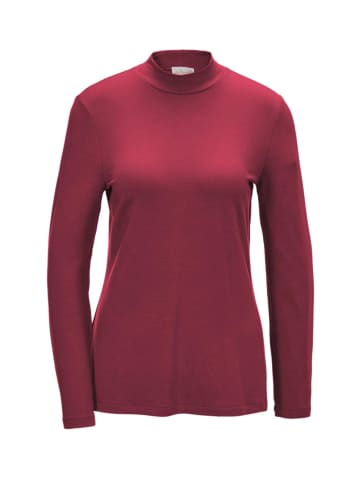 GOLDNER Stehkragenshirt aus Feinjersey, Langarm in dunkelrot