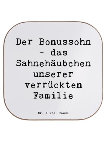 Mr. & Mrs. Panda Untersetzer Der Bonussohn mit Spruch in Weiß