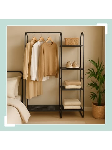 relaxdays Kleiderständer in Schwarz - (B)100 x (H)150 x (T)39 cm