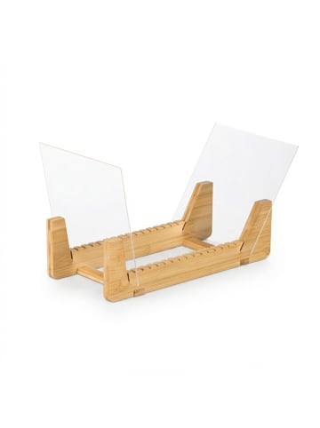 relaxdays Schallplattenständer in Natur/ Transparent - (B)37,5 x (H)21 x (T)19 cm