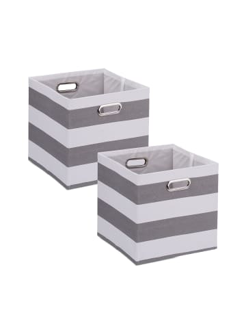 relaxdays 2 x Aufbewahrungsbox in Grau/ Weiß - (B)30,5 x (H)30,5 x (T)30 cm