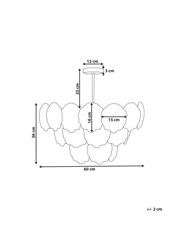 Beliani Kronleuchter CAPLINA in Messing/Transparent - (W) 60 x (H) 65 x (L) 60 cm