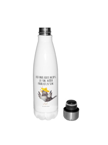 Mr. & Mrs. Panda Wasserflasche Rabe Sombrero mit Spruch in Weiß