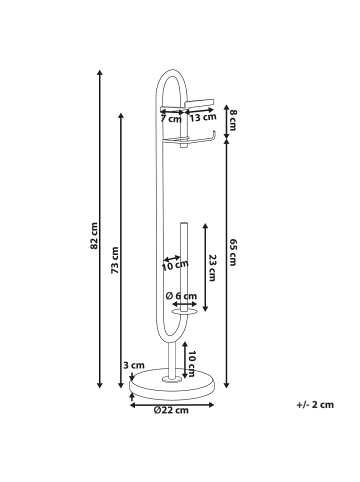 Beliani Toilettenpapierhalter TAPAKUMA in Schwarz - (W) 22 x (H) 82 x (L) 22 cm