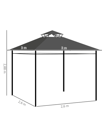 Outsunny Pavillon 300L x 300B x 288H cm Dunkelgrau