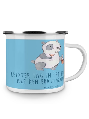 Mr. & Mrs. Panda Kaffeebecher Junggesellenabschied Feier mit Spruch in Sky Blue