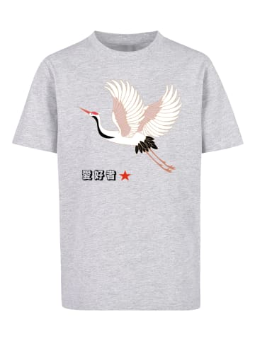 F4NT4STIC T-Shirt Kranich Japan in grau meliert