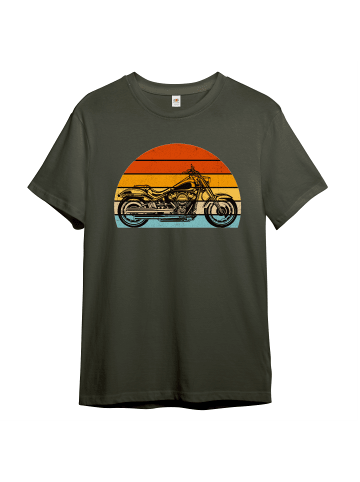 PAULGOS Herren T-Shirt, Retro Biker Shirt in Olive