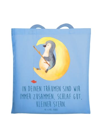 Mr. & Mrs. Panda Schultertasche Alleine schlafen lernen mit Spruch in Sky Blue