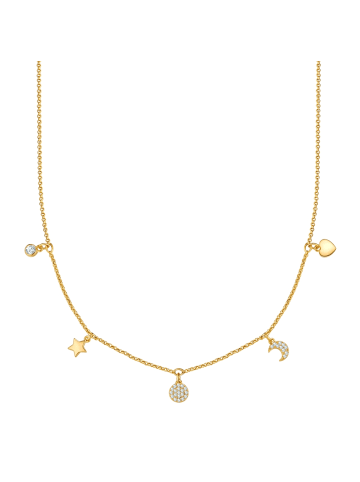 Yokoamii Kette Stern/Kreis/Mond/Herz aus Messing mit Zirkonia in gelbgold