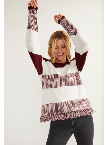 usha FESTIVAL Damen Oversize Strick Pullover in Bordeaux Weiss