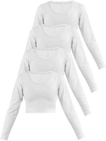 Janice 4 x Damen crop Langarmshirt Nerja in Weiß