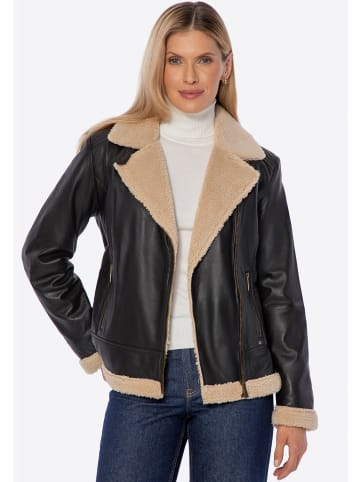 Wittchen Damen Lederjacke mit Kunstfellbesatz in Brown