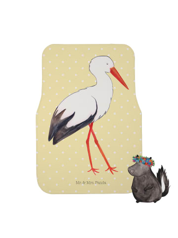 Mr. & Mrs. Panda Autoteppich Storch ohne Spruch in Gelb Pastell