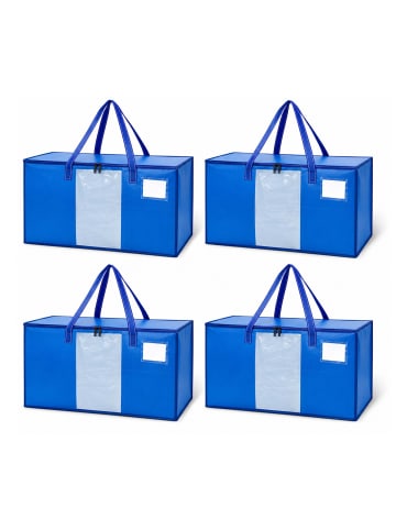 relaxdays 4x Umzugstasche in Blau - 100 l