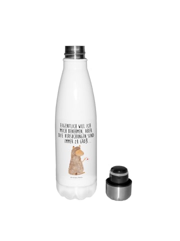 Mr. & Mrs. Panda Thermosflasche Alpaka Fahne mit Spruch in Weiß