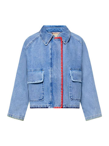 AMBER & JUNE Jeansjacke mit aufgesetzten Taschen in Middle Blue Melange