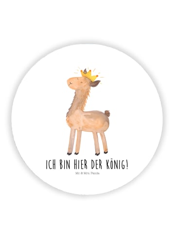 Mr. & Mrs. Panda Rund Magnet Lama König mit Spruch in Weiß