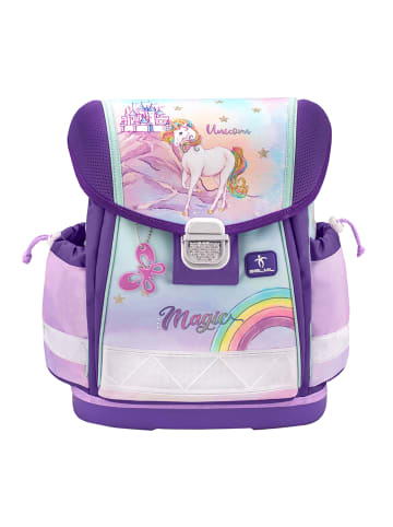 Belmil 4tlg-Set: Schulranzen Rainbow Unicorn Magic in lila – H36xB32xT19 cm