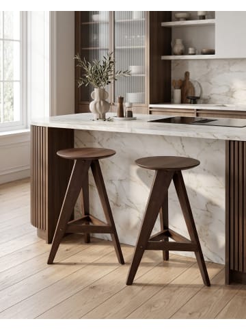 Beliani 2er-Set Hocker AROMA in Braun