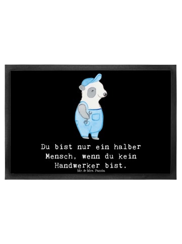 Mr. & Mrs. Panda Fußmatte Handwerker Herz mit Spruch in Schwarz