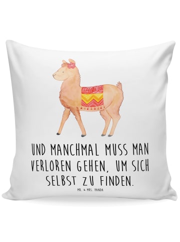 Mr. & Mrs. Panda Zierkissen Alpaka Stolz mit Spruch in Weiß