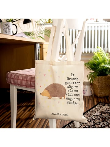Mr. & Mrs. Panda Einkaufstasche Igel Herzen Design mit Spruch in Weiß